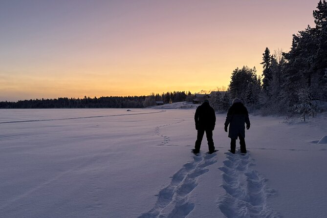 Arctic Reindeer Farm Experience with Snowshoeing in the Wild - Pickup and getting to the private lake setup