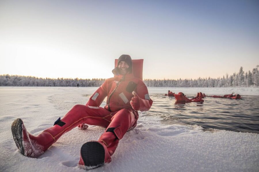 Daytime Ice Floating Rovaniemi, Frozen Lake Experience - How the water time works if you feel nervous