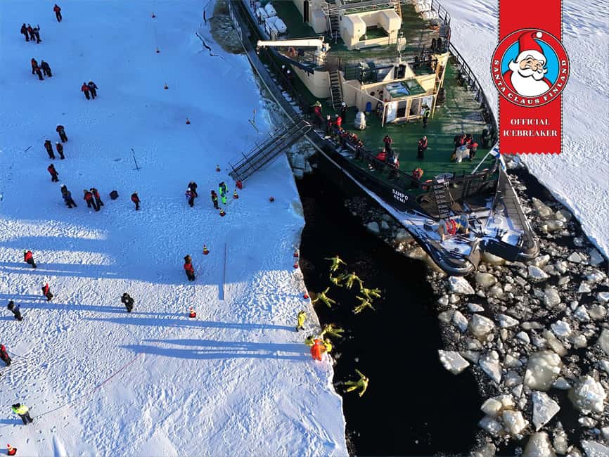From Rovaniemi: Icebreaker Sampo Cruise with Ice Floating - SnowCastle area: check-in, exhibitions, and a warm ramp-up