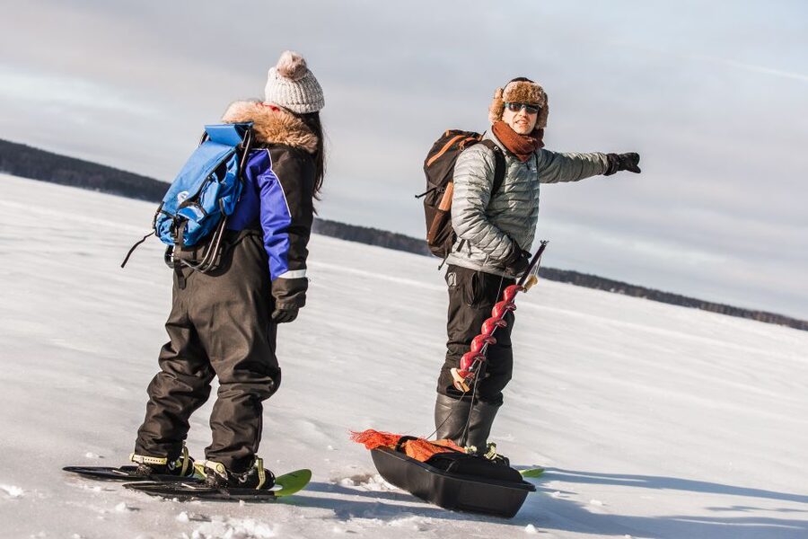 From Rovaniemi: Snowshoeing and Ice Fishing Tour - Fire without matches: wood chopping and making warmth your skill