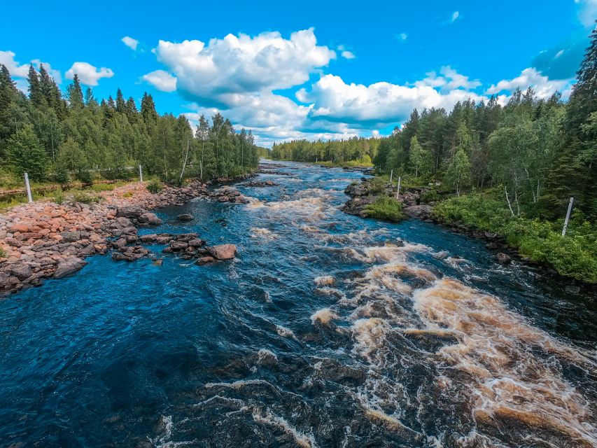 From Rovaniemi: Vikaköngäs Forest Hiking Tour - Crossing the wooden hanging bridge over roaring water