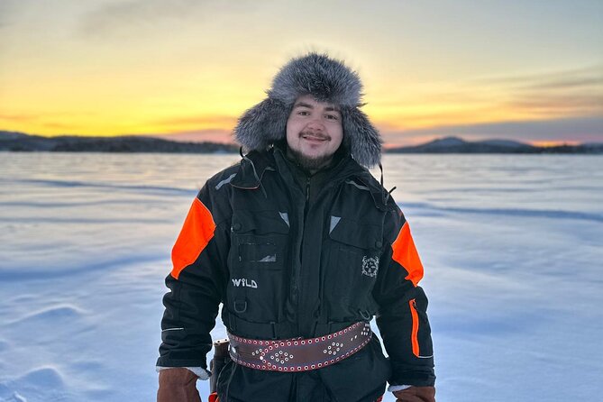 From Saariselkä: Ice Fishing Tour to Lake Inari, reindeers &lunch - The ride to Lake Inari: snowmobile sleds and real winter air