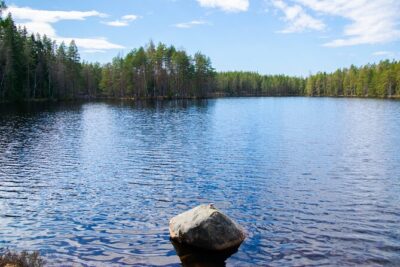 Nuuksio National park hiking with campfire lunch