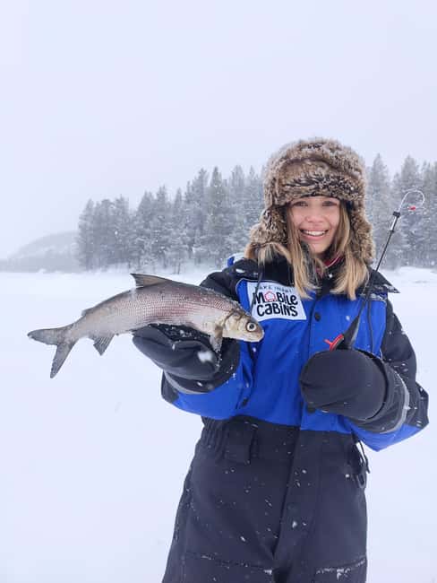 Inari: 2 hour Ice Fishing at Lake Inari - Snowmobile sledge ride: comfortable travel out to the lake ice