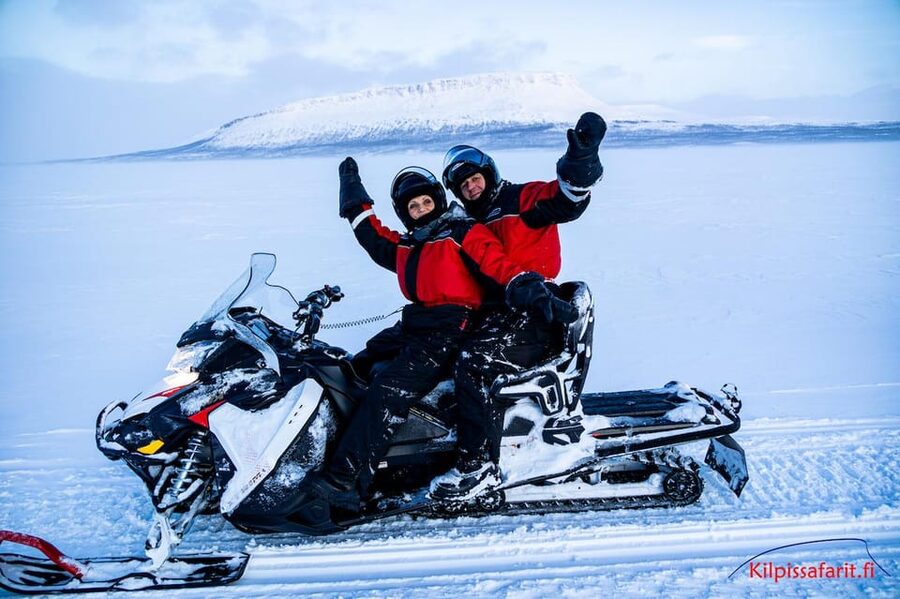 Kilpisjärvi: Border of Three Countries Snowmobile Safari - The three-country border cairn: why the stop is the point