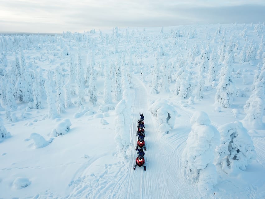 Levi: Easy Snowmobile Safari into the Nature - What the route feels like: white forest, frozen waters, and real silence
