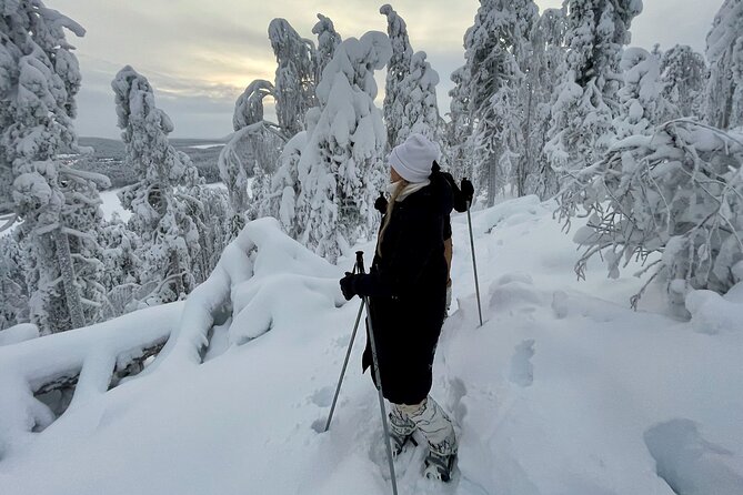 Levi: Lakeside forest snowshoeing - Sirkka walk start: where snowshoe confidence clicks