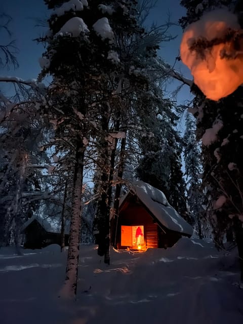 Levi: Northern Lights in Peace and Privacy - by Private Lake - Arrival at the wilderness cabin by the frozen lake