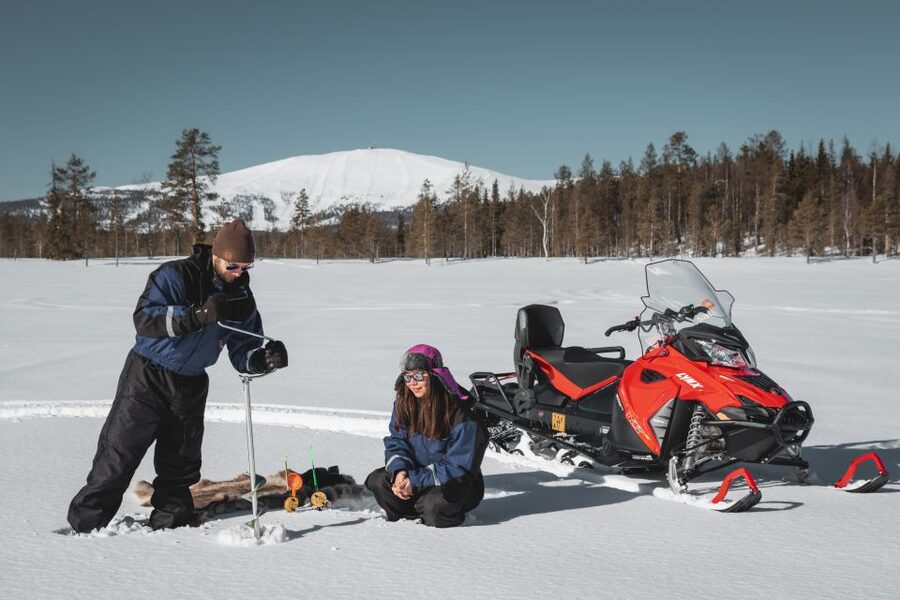 Levi: Snowmobile Safari with Ice Fishing and Outdoor Lunch - The frozen lake lesson: ice fishing basics you can use again