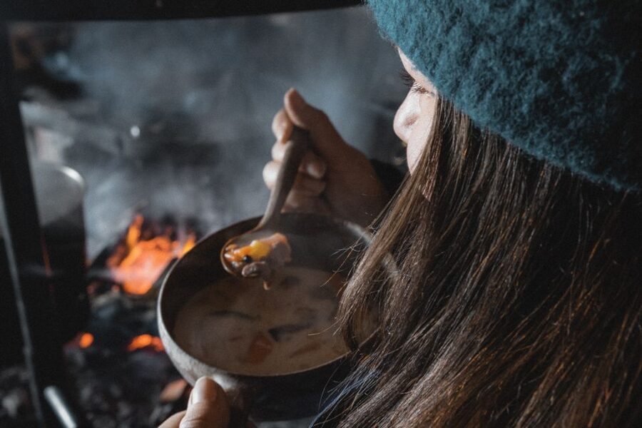 Levi: Snowmobile Safari with Ice Fishing and Outdoor Lunch - Warm up with outdoor soup, hot drinks, and a Sami-style camp feel