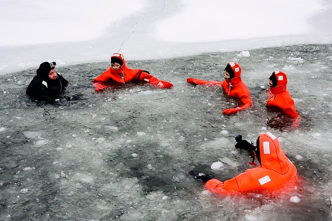 Redrib survival suit experience - Ice season activities: ice behavior, ice rafts, and the penguin shuffle