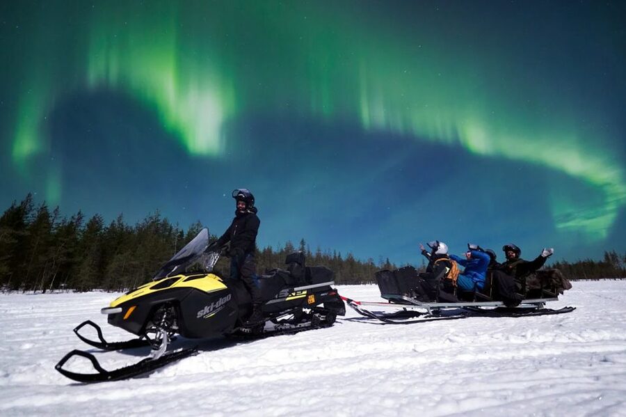 Rovaniemi: Northern Lights Sleigh Ride - The snowmobile sleigh ride: thrilling, but you can choose where you sit