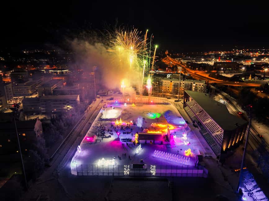 Rovaniemi: SnowGlow Winterpark Entry Ticket - Meeting at the Rovaniemi center football stadium, then straight into winter zones