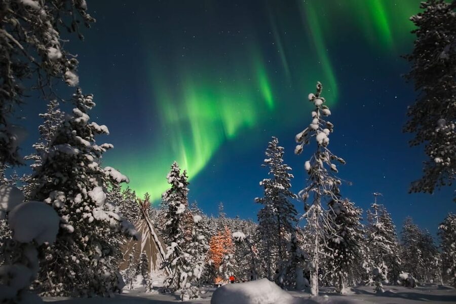 Saariselkä: Northern Lights Hunting Snowshoe Trip - Learning snowshoes, then moving into the dark woods