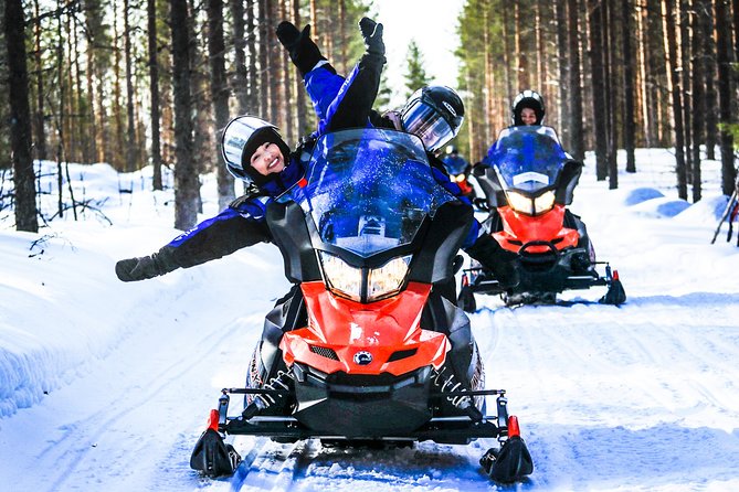 Snowmobile Safari in the Nature - The guided ride: woods, frozen lakes, and picture stops